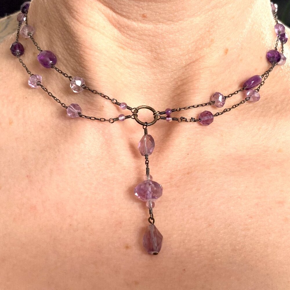 Amethyst Necklace, Natural Mined, Small